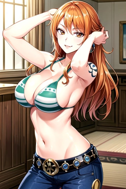 Olhando Para O Visualizador, Modelo, Nami (one Piece) Hentai IA pornografia