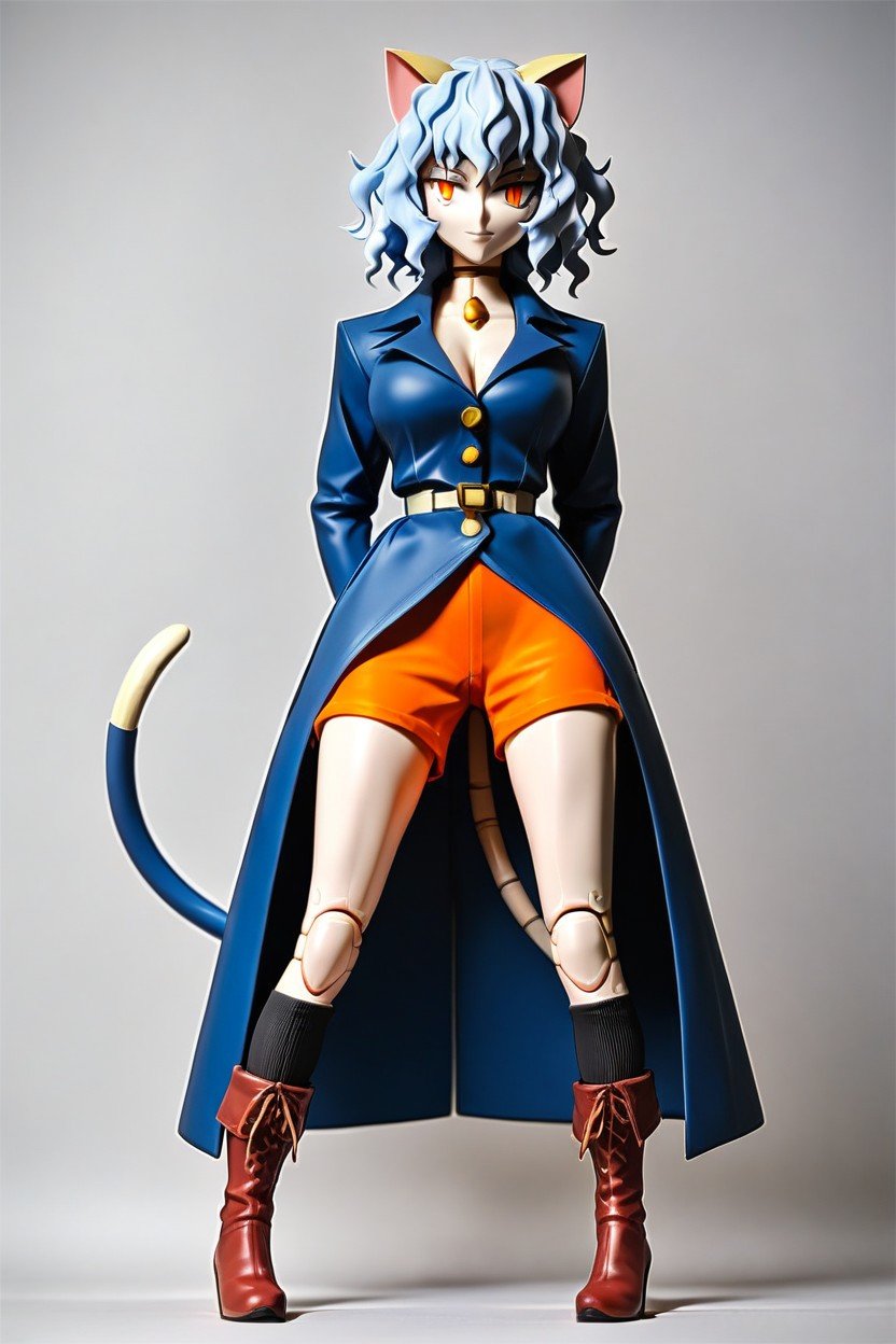 Neferpitous Clothes Consist Of A Blue Coat And Boots, Cat Ears, 腰部鏡頭AI黃片