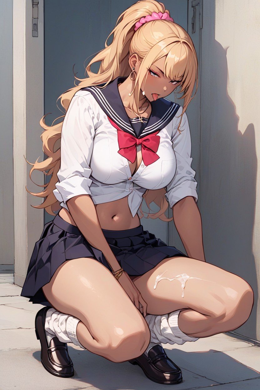 辣妹, Sailor Uniform, Blonde PonytailAI黃漫