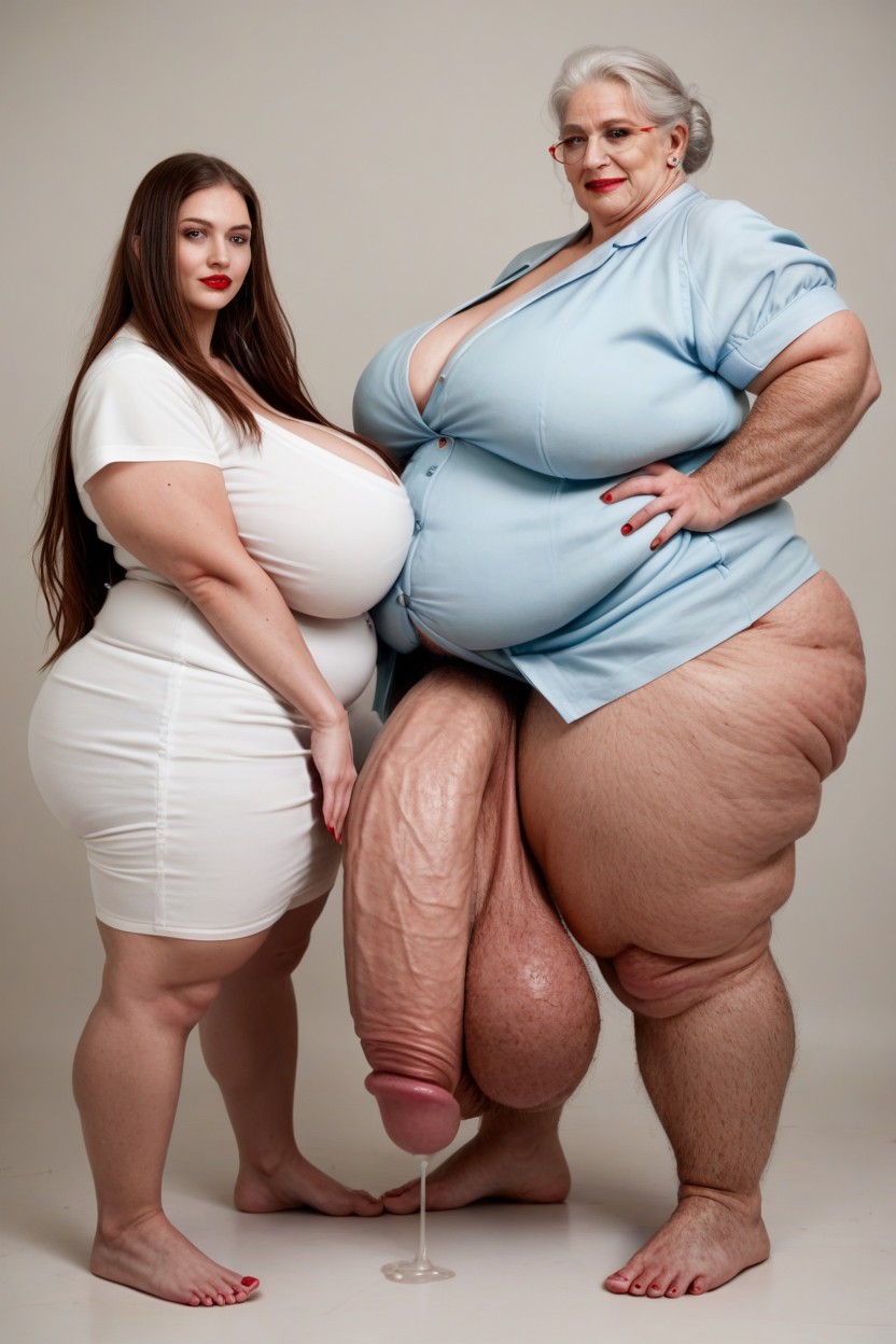 Hair Bun, Fat, Turquoise Nursing Scrubs Shemale AI Porn