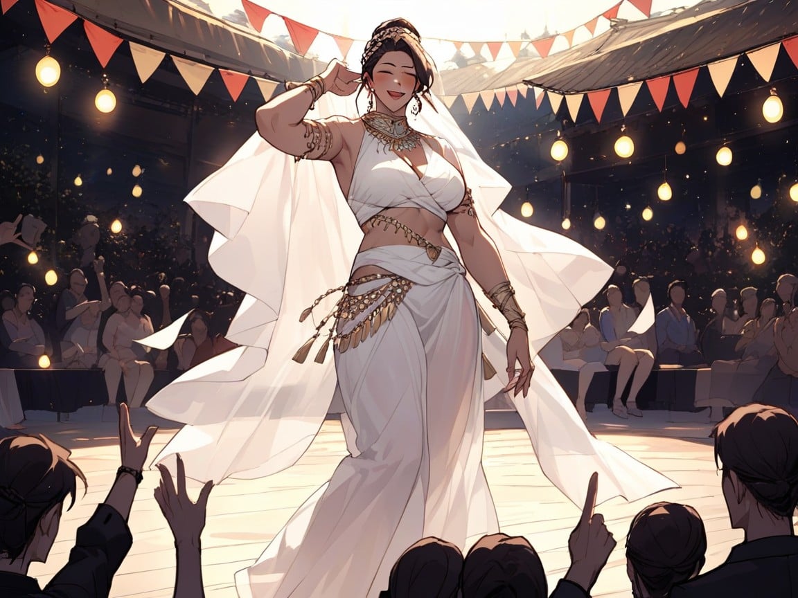 The Crowd Is Looking At Her, Music Festival, Dancing With A White Cloth퍼리 AI 포르노