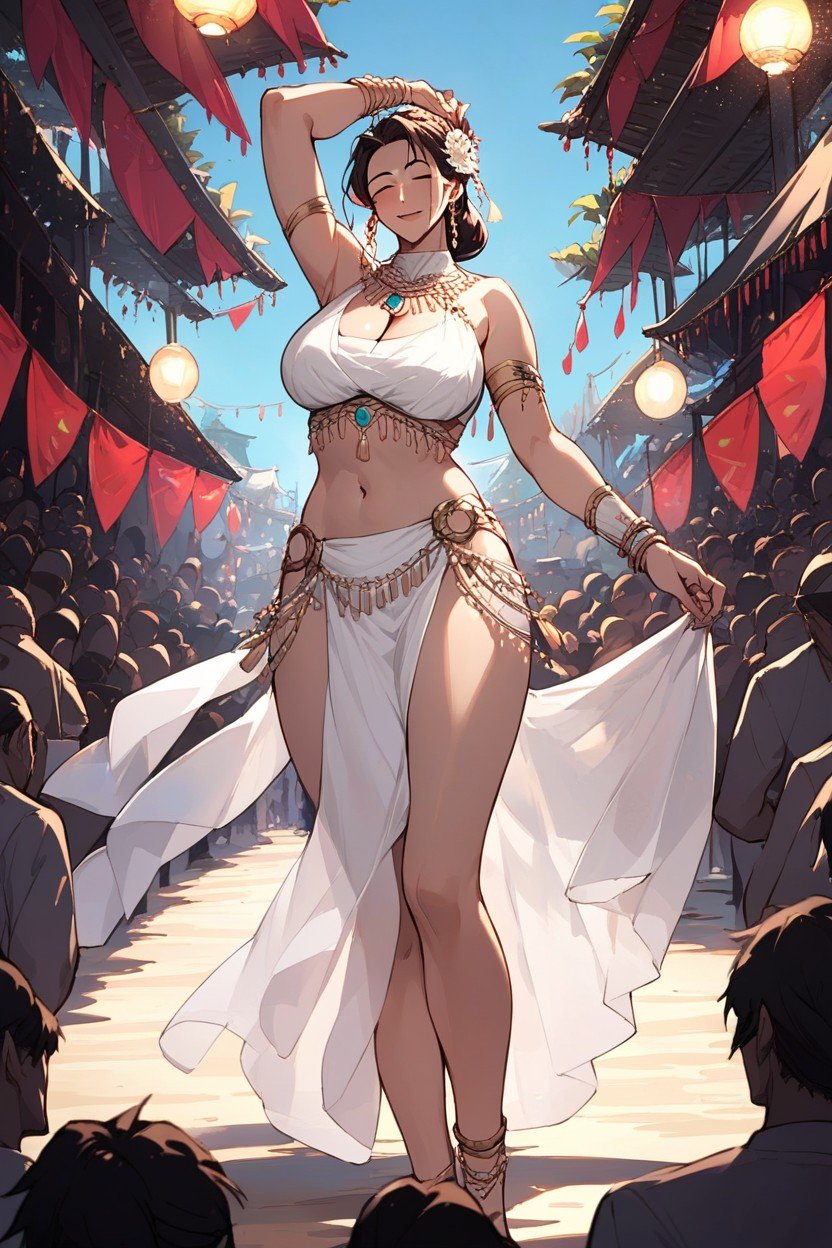 Music Festival, The Crowd Is Looking At Her, Dancing With A White Cloth Furry AI Porn