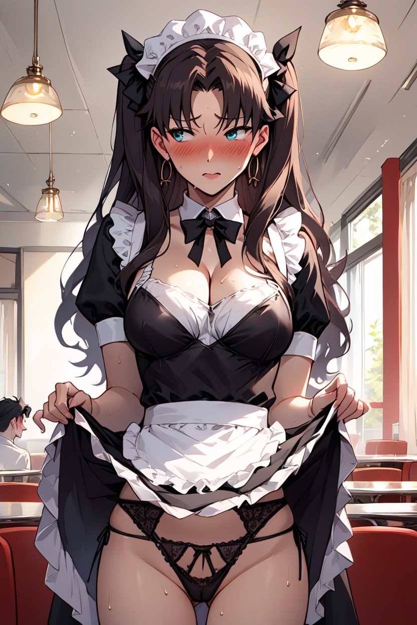 French Maid, Blushing, Front View Hentai AI Porn