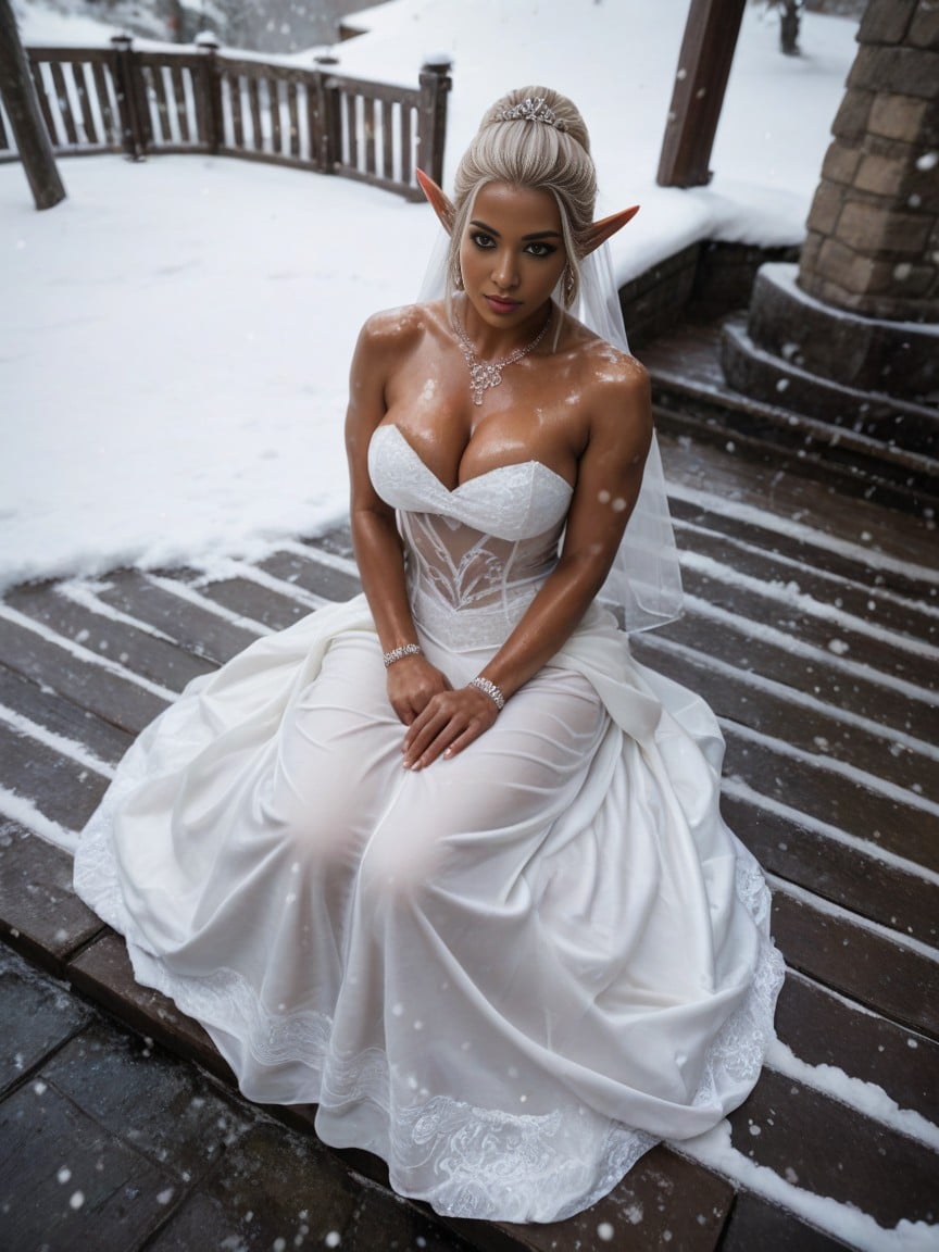 Light Brown Skin, Wedding Dress, Wedding Dress Shemale AI Porn