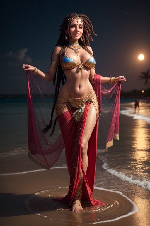 Belly Dancer, Light Skinned Woman, Jewelry AI Porn