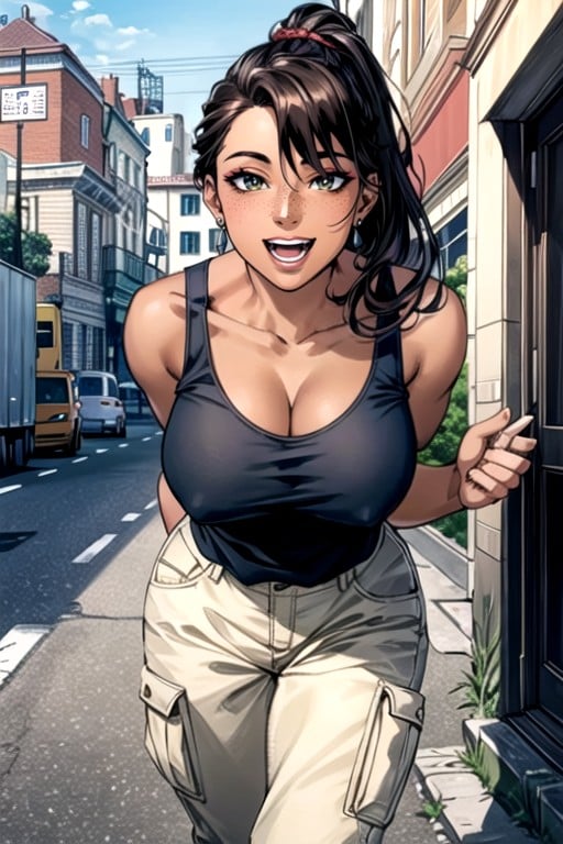 Makeup, Tan Skin, Street AI Porn