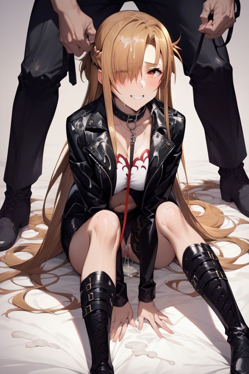 Asuna Sword Art Online, Leather Boots, Leather Jacket AI Porn