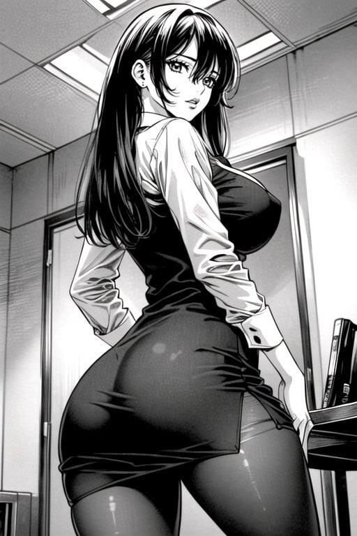 Asa Mitaka From Chainsaw Man, Wearing Pantyhose, 오피스 셔츠AI 포르노