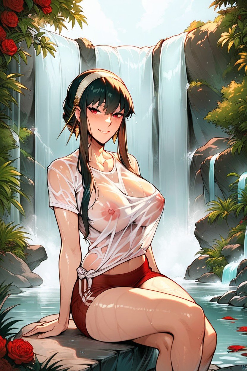 Sitting On A Rock, Wet Hair, Wet ClothesAI黃片