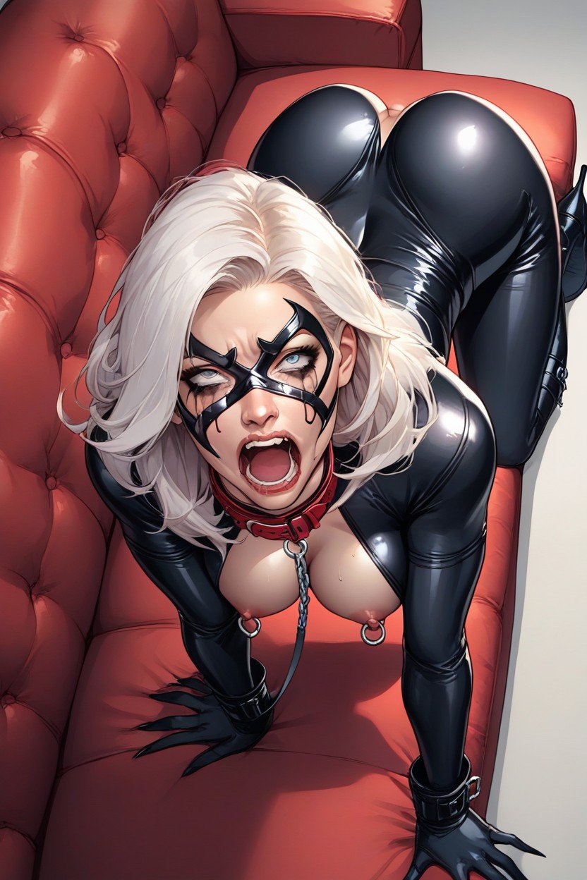 側視圖, Black Cat From Spiderman, Mouth Wide OpenAI黃片