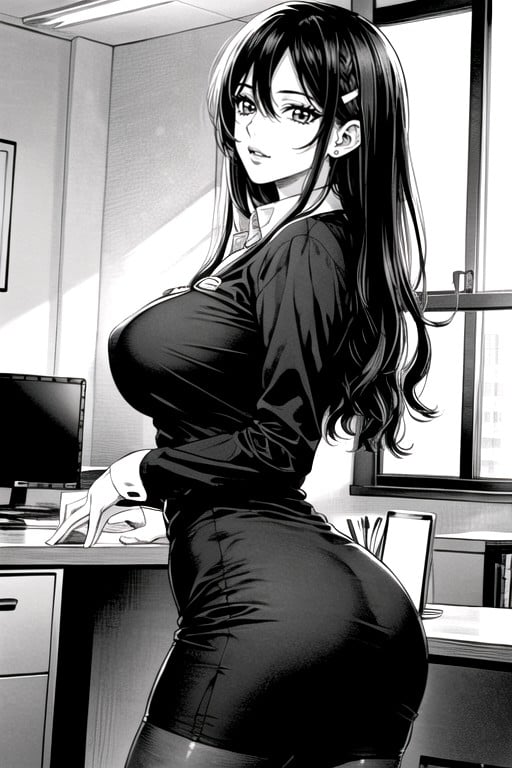 Lange Länge, Wearing Office Shirt, S Anime StyleHentai KI Porno