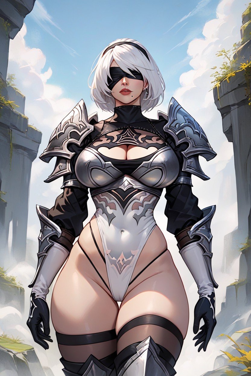 More Black, Large Breast, White Hair Hentai AI Porn