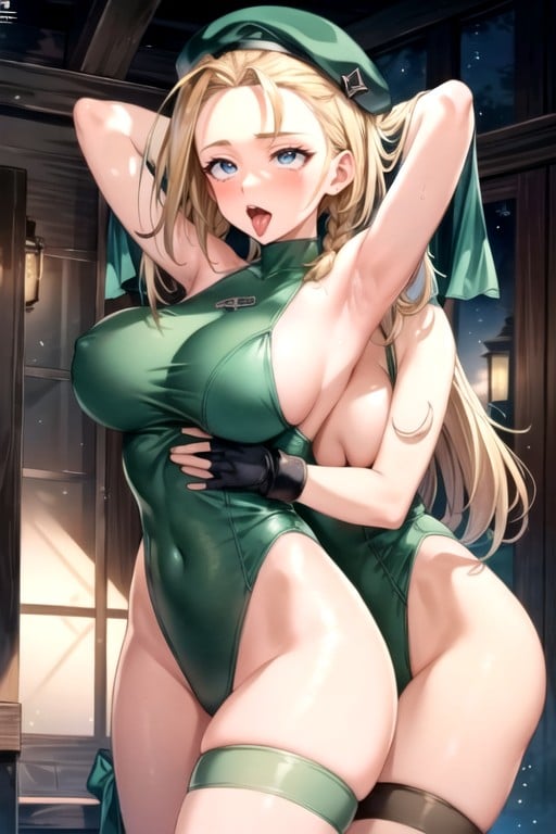 Beret, Braços Levantados, Cammy White Hentai IA pornografia