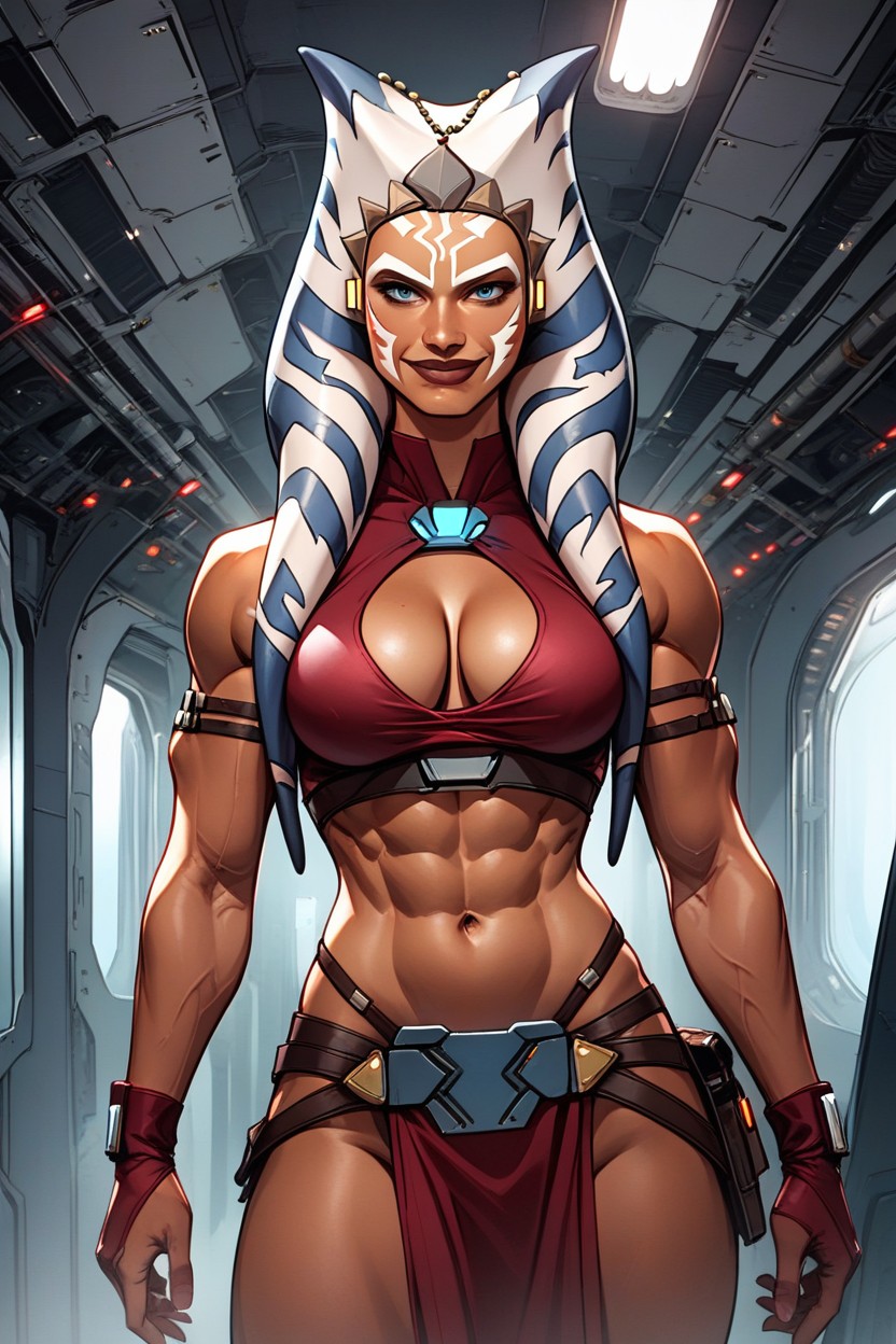 Ahsoka Tano Is Muscular, Standing, Foto Da Cintura Pornografia de IA