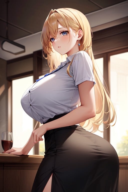 Dark Skin, Waitress's Clothes, Big BreastsPorno IA Hentai