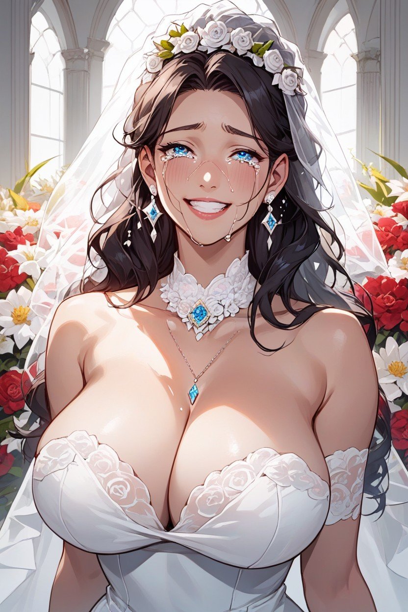 結婚式, ウェディングドレス, CleavageAIポルノ