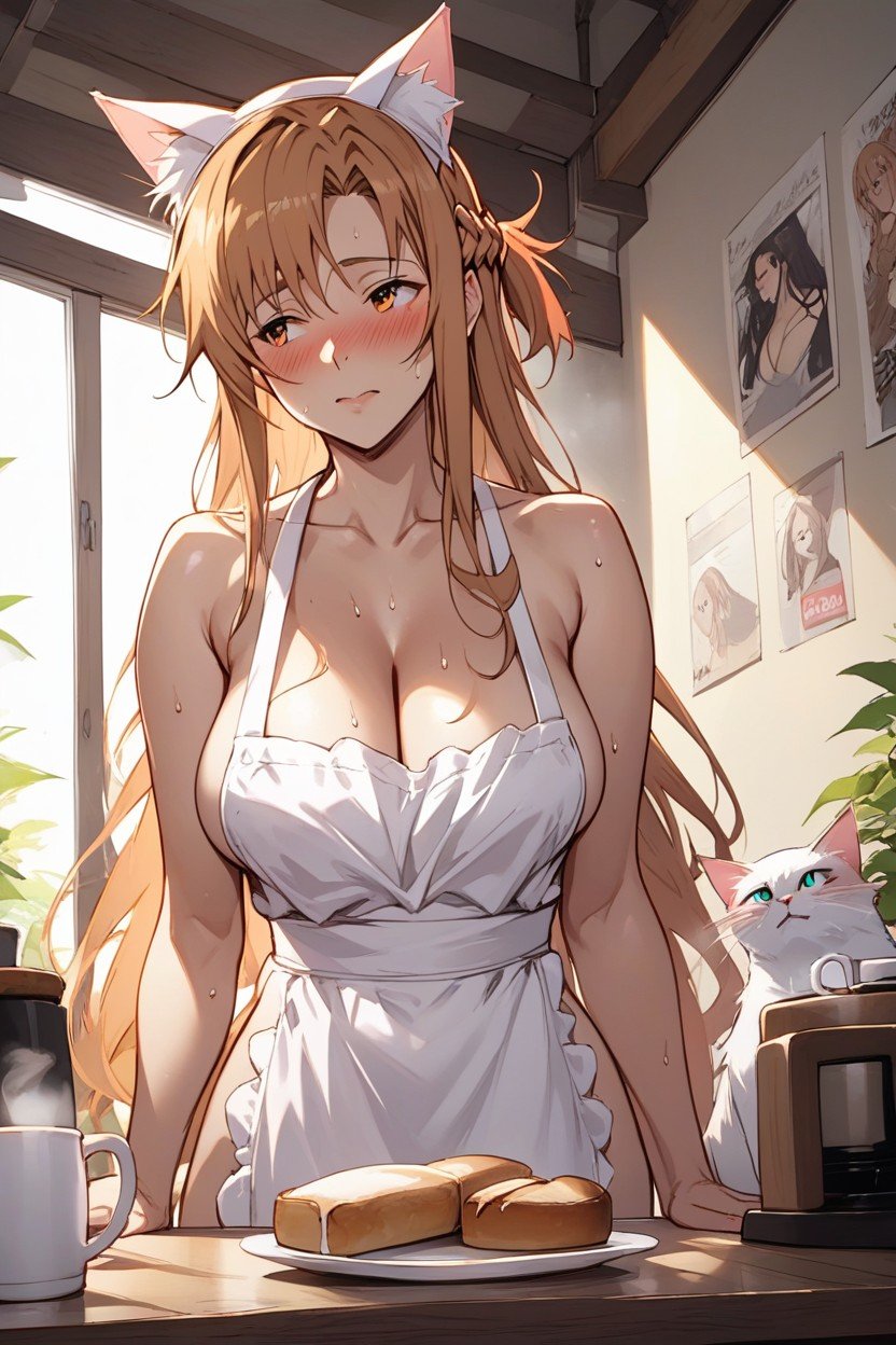 White Apron, Oreilles De Chat, Yuuki Asuna Sword Art OnlinePorno IA