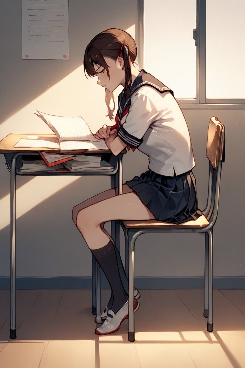 School Uniform, Sideview, Feet Pornografia de IA