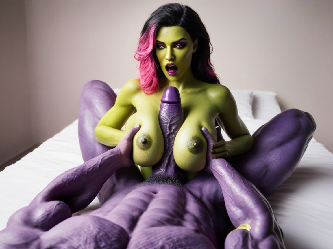 Orgasm, Female Has Saturated Skin Like Gamora From Marvel Comics, Moaning AI Porn