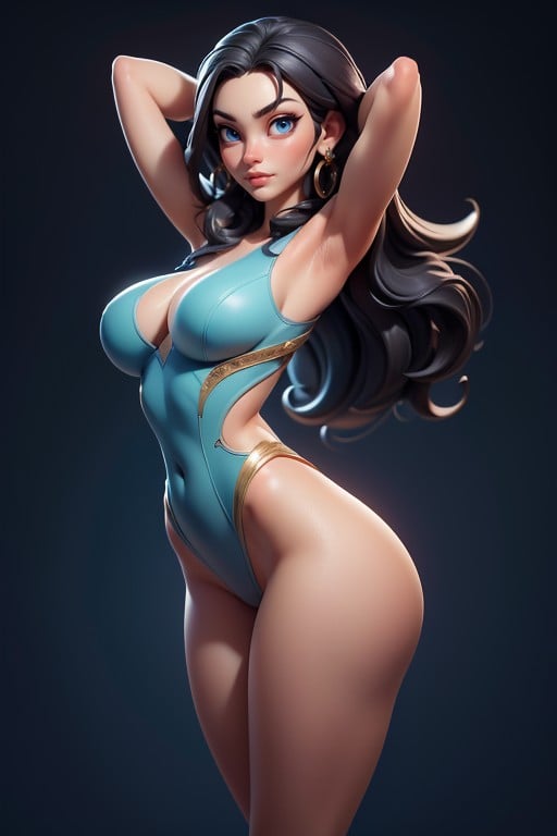 Long Straight Black Hair, Nico Robinone Piece, Curvy HipsAI黃片