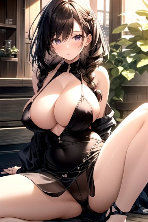 Spread Legs, Heart-shaped Eyes, Slutty Transparent Dress That Leaves Her Tits In The Air And Shows Her PussyPorno AI Hentai