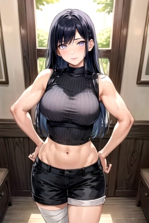 Six Pack, Navel Exposed, Hands On Hips Hentai AI Porn