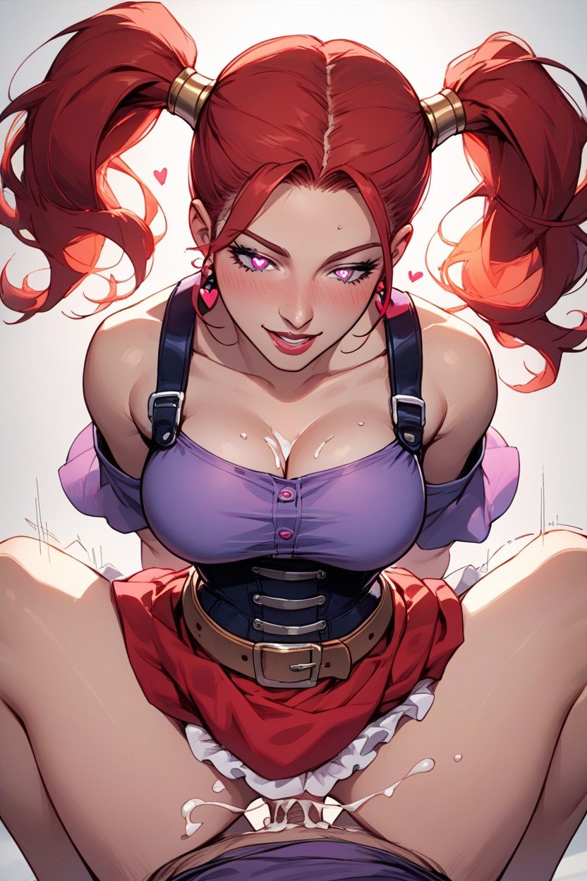 Frilly Red Skirt, Jessica Albertdragon Quest, Purple Shirt AI Porn