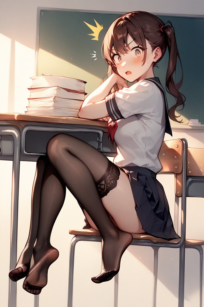 Paperwork, Pigtails, BarefeetPorno AI