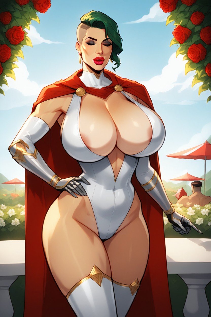 Belvédère, 30+, White Combat Bodysuit With Open ChestPorno IA Hentai