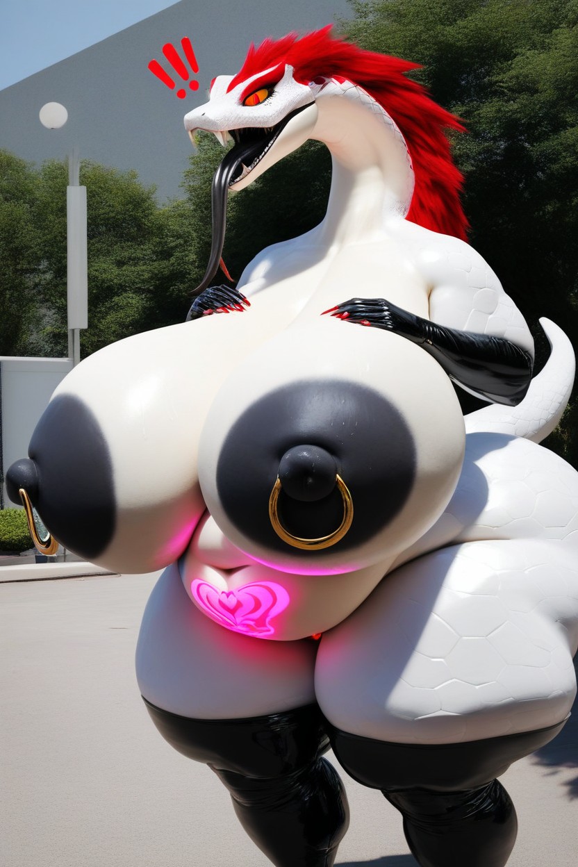 Nipple Rings, A Fat, Snake Head Furry AI Porn