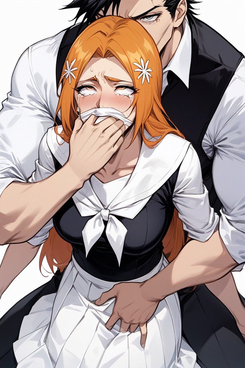 Rolling Eyes, Stranger's Hand Covers Mouth With A White Handkerchief, Heavy Eyelids Hentai AI Porn