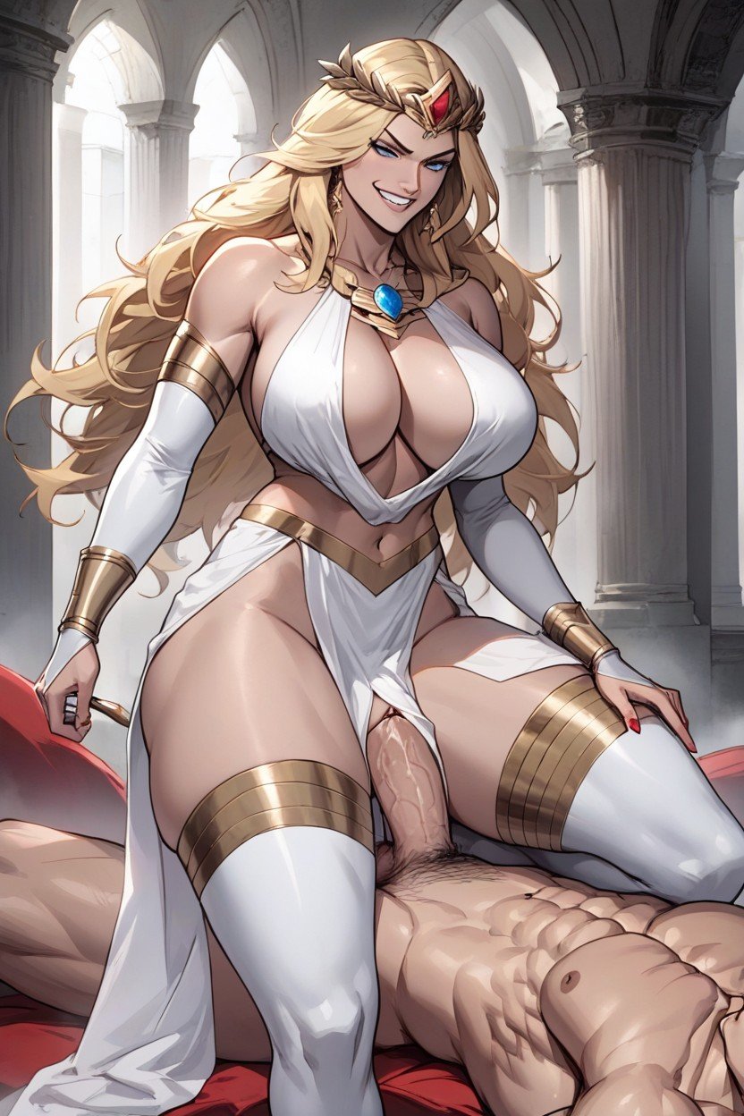 Long Blonde Hair, Sexy, Greek Goddess ClothesAIポルノ