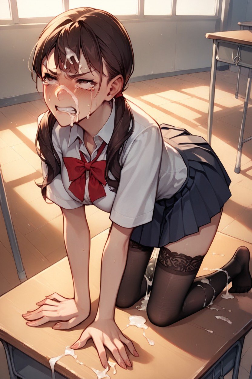 Classroom, Brunette, TearsAI 포르노