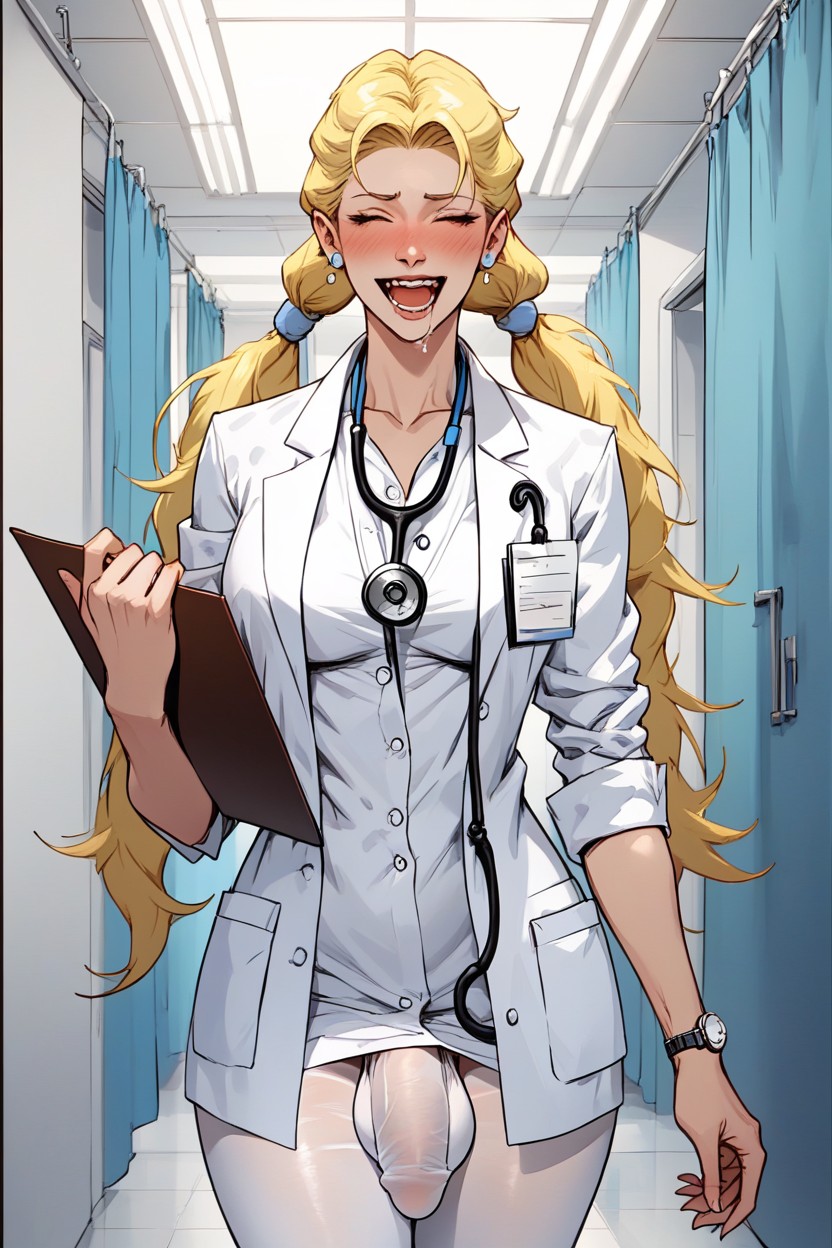 Stethoscope On The Neck, Wide Hips, Full ErectionファーリーAIポルノ