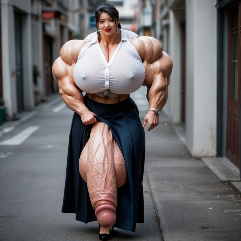 Hyper Large Muscles, Asian, Hyper Thick Penis Shemale AI Porn