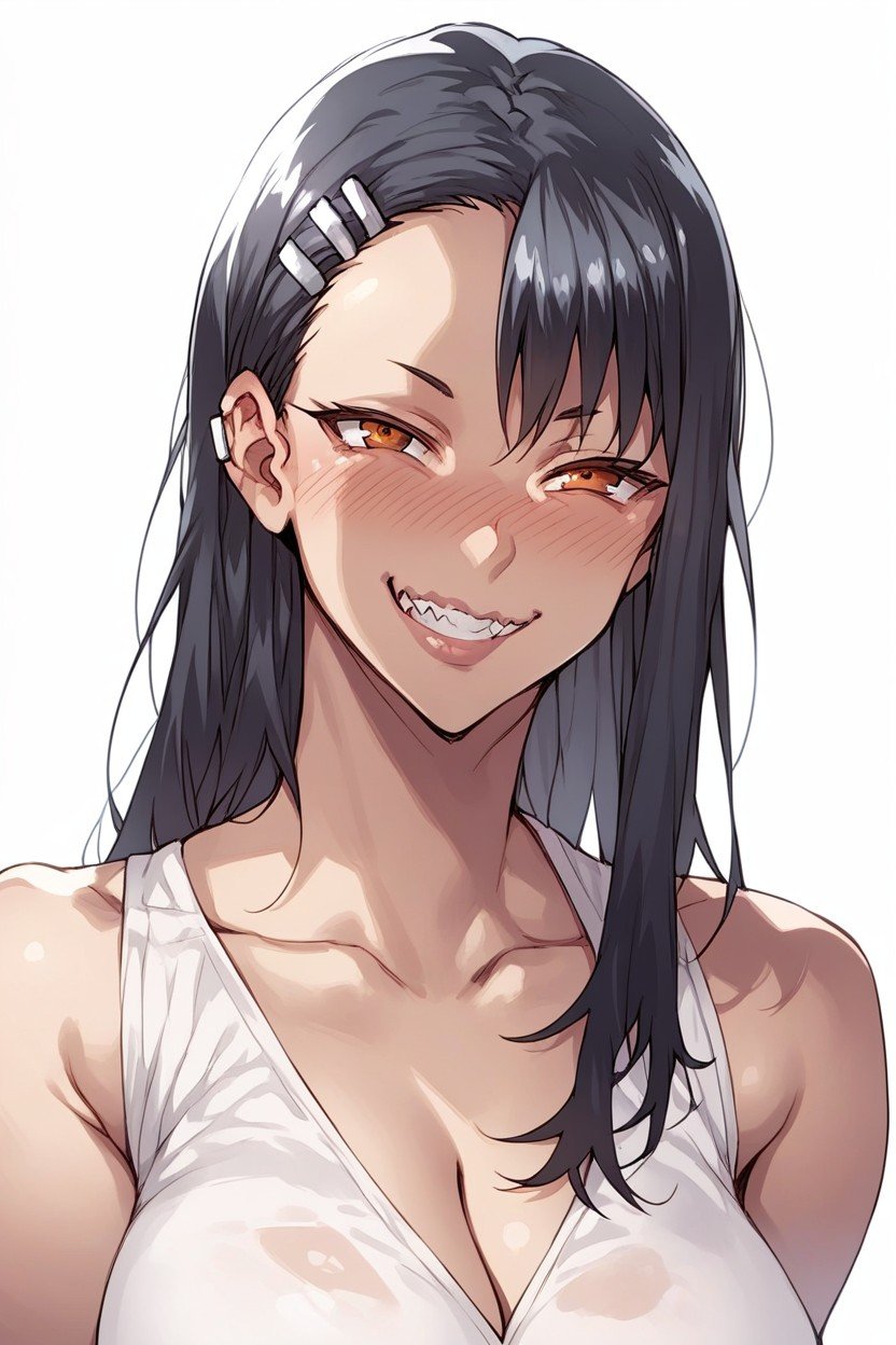 Completly White Background, Front View, Nagatoro Pornografia de IA