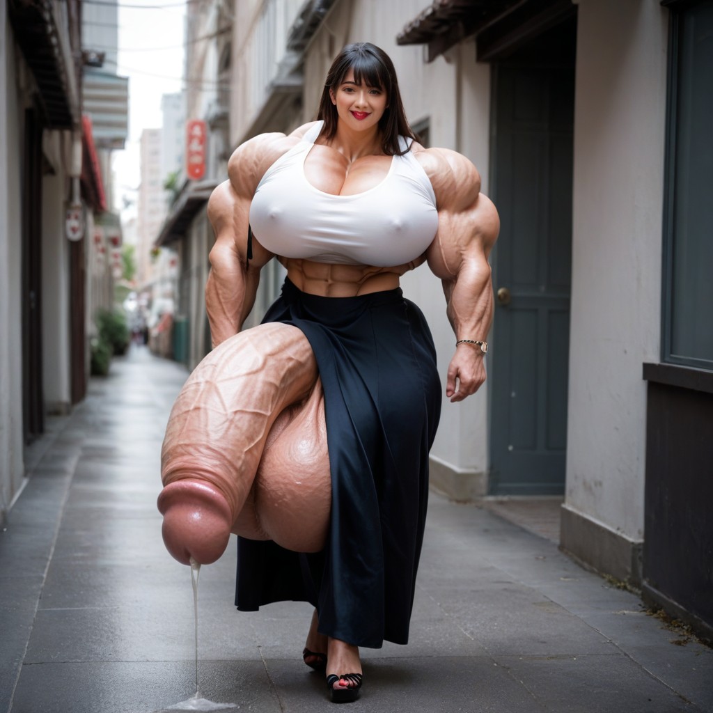 Walking, Gigantic Huge Penis, Hyper Gigantic Penis Shemale AI Porn