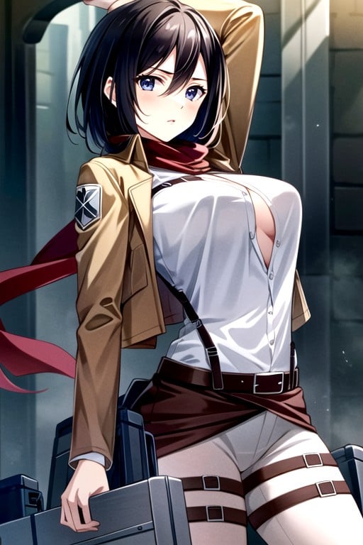 Nude, Hyper Massive Breasts, Mikasa Ackerman From Attack On Titan헨타이 AI 포르노