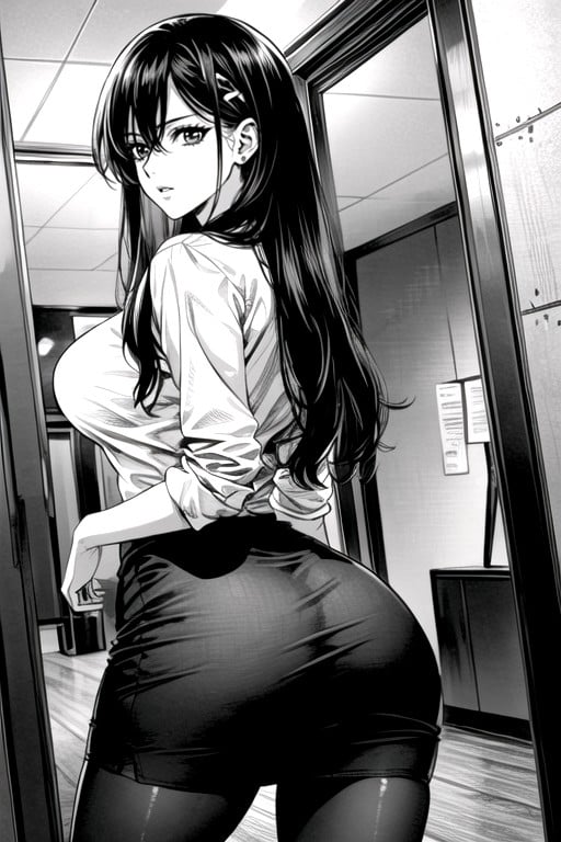 Big Butt, Chainsaw Man Manga Art Style, 迷你裙AI黄片