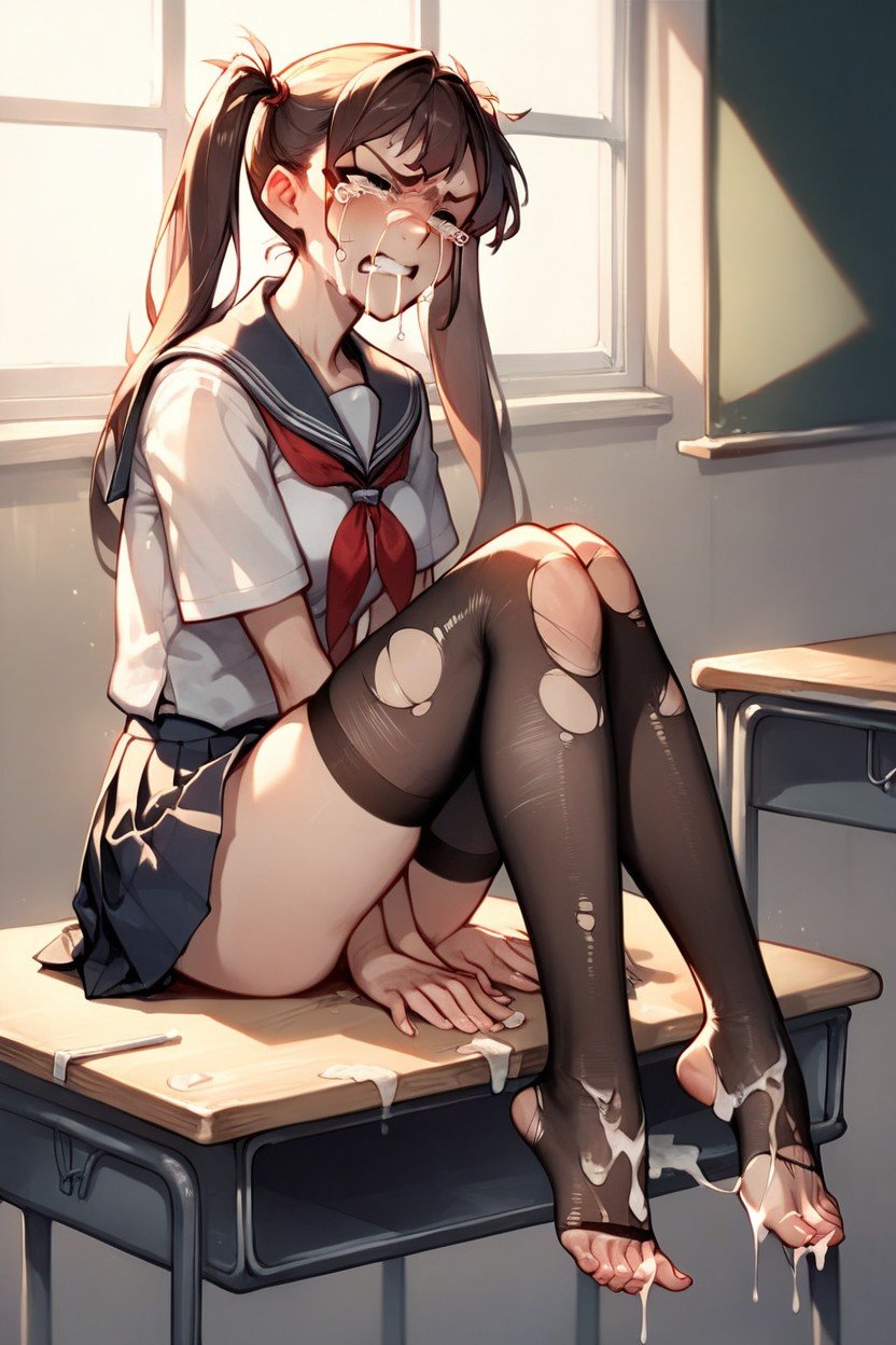 Sitting At Desk, Full Body, School UniformPorno IA