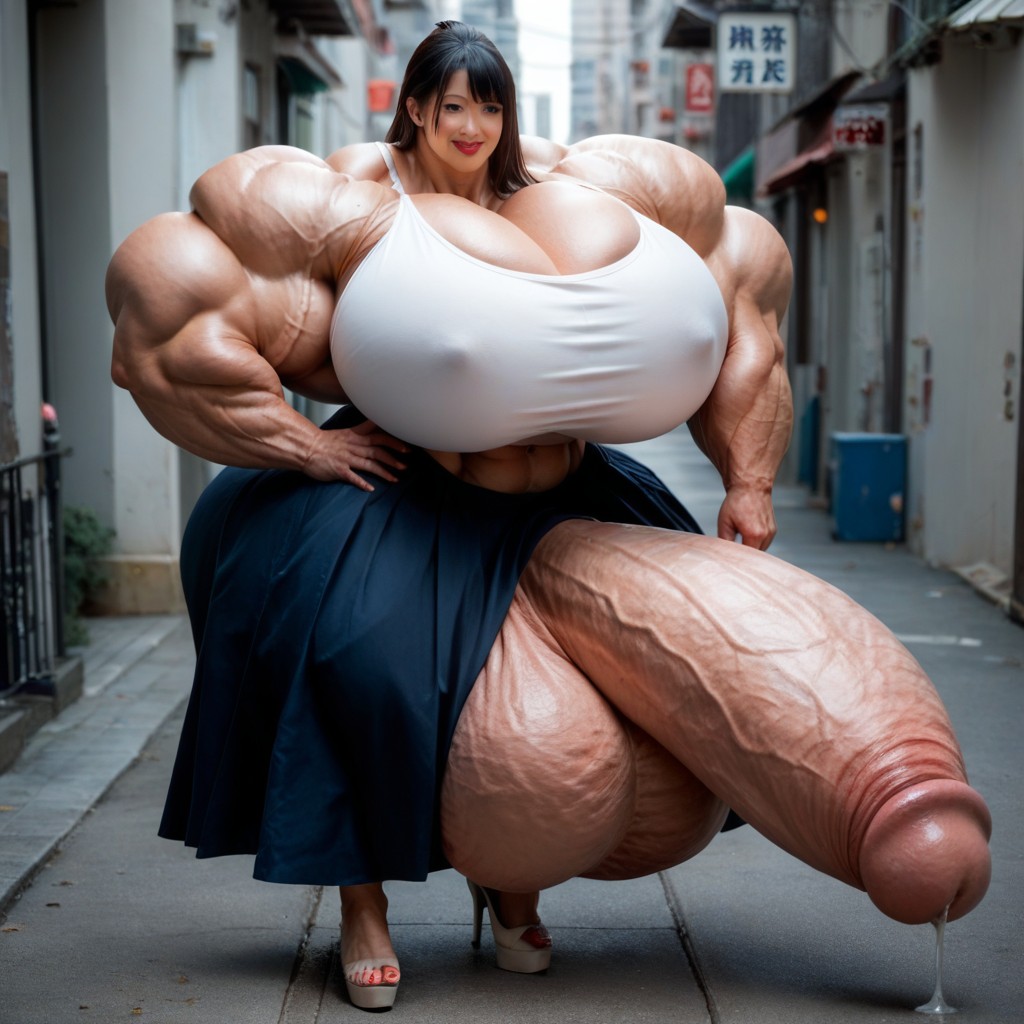 Gigantic Testicles, Asian, Hyper Gigantic Massive Penis Shemale AI Porn