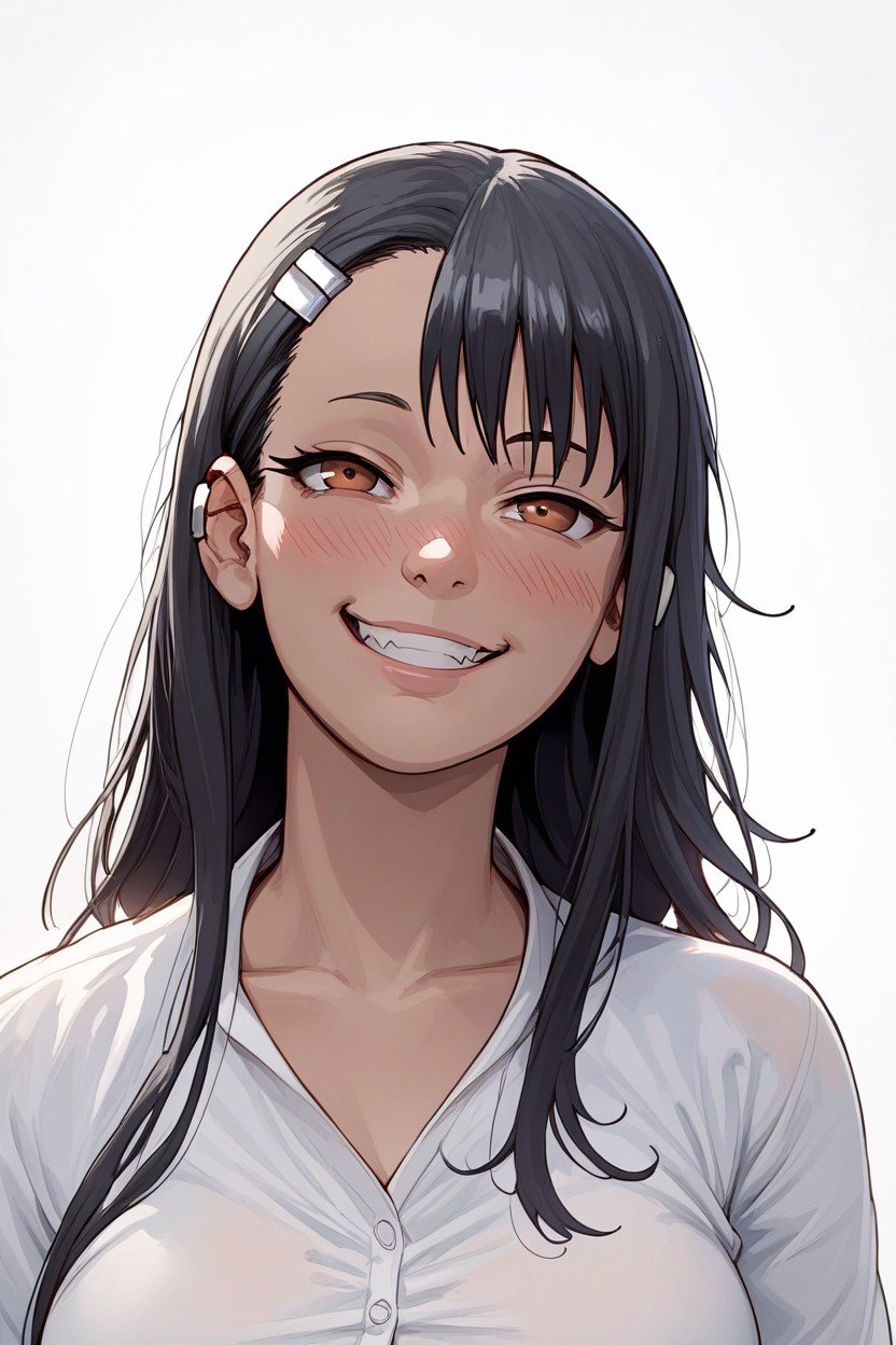 Nagatoro, Front View, Completly White Background Hentai IA pornografia