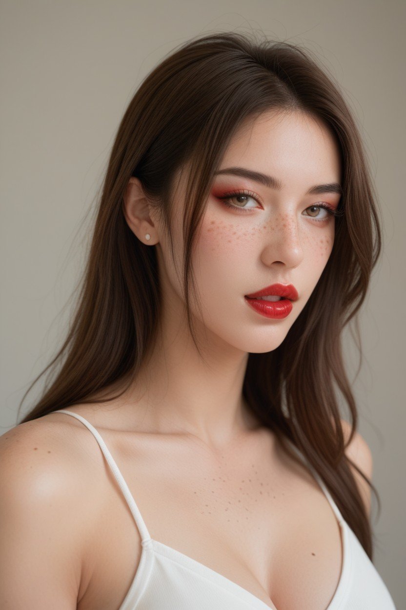 Square Jaw, Red Lipstick, Beautiful퍼리 AI 포르노