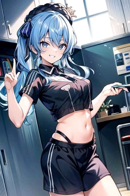 Crop Top, Navel Exposed, Grinning AI Porn