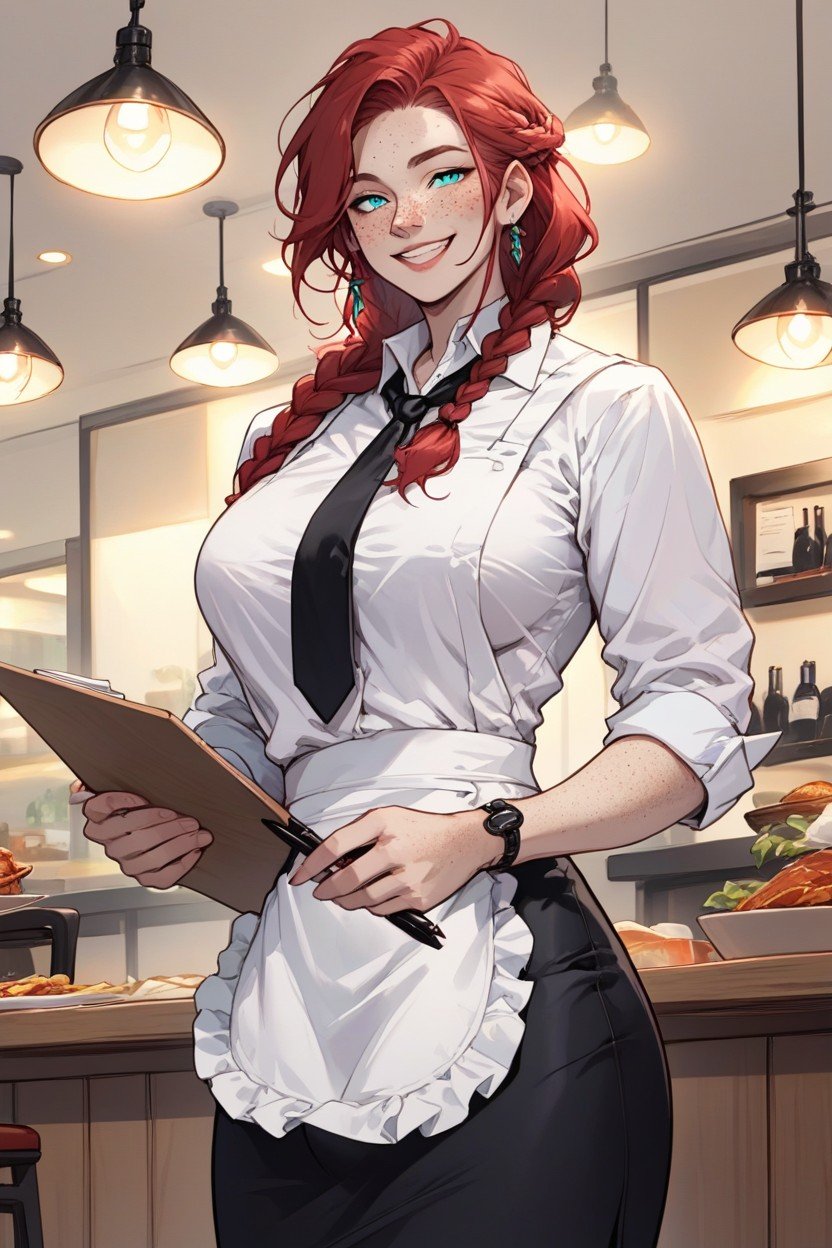 Freckles, White Apron, Bust Shot AI Porn