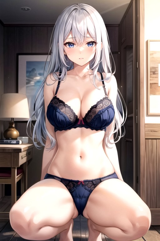 Spreading Out Wide, Shy, LingeriePorno AI