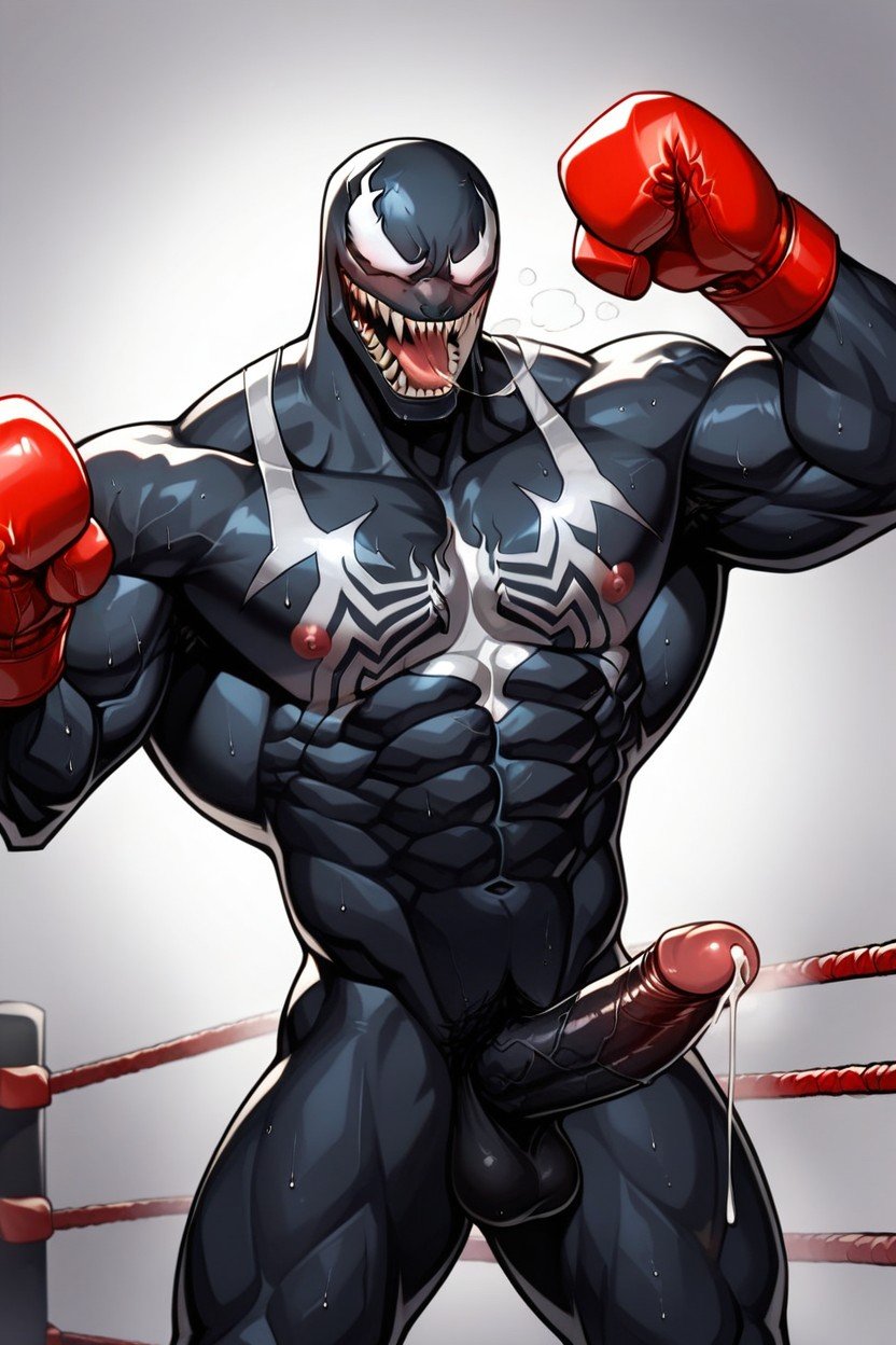 With His Penis Shooting Ropes Of Cum As Hes Getting Punched Theyre Both Completely Naked But Wearing Boxing Gloves Venom Is Enjoying Punching The Guy Theyre Both Sweaty Clear Features Intrinsic Details, With A Big And Fully Erect Penis Dripping Pre Cum, Buff And MuscularPorno AI