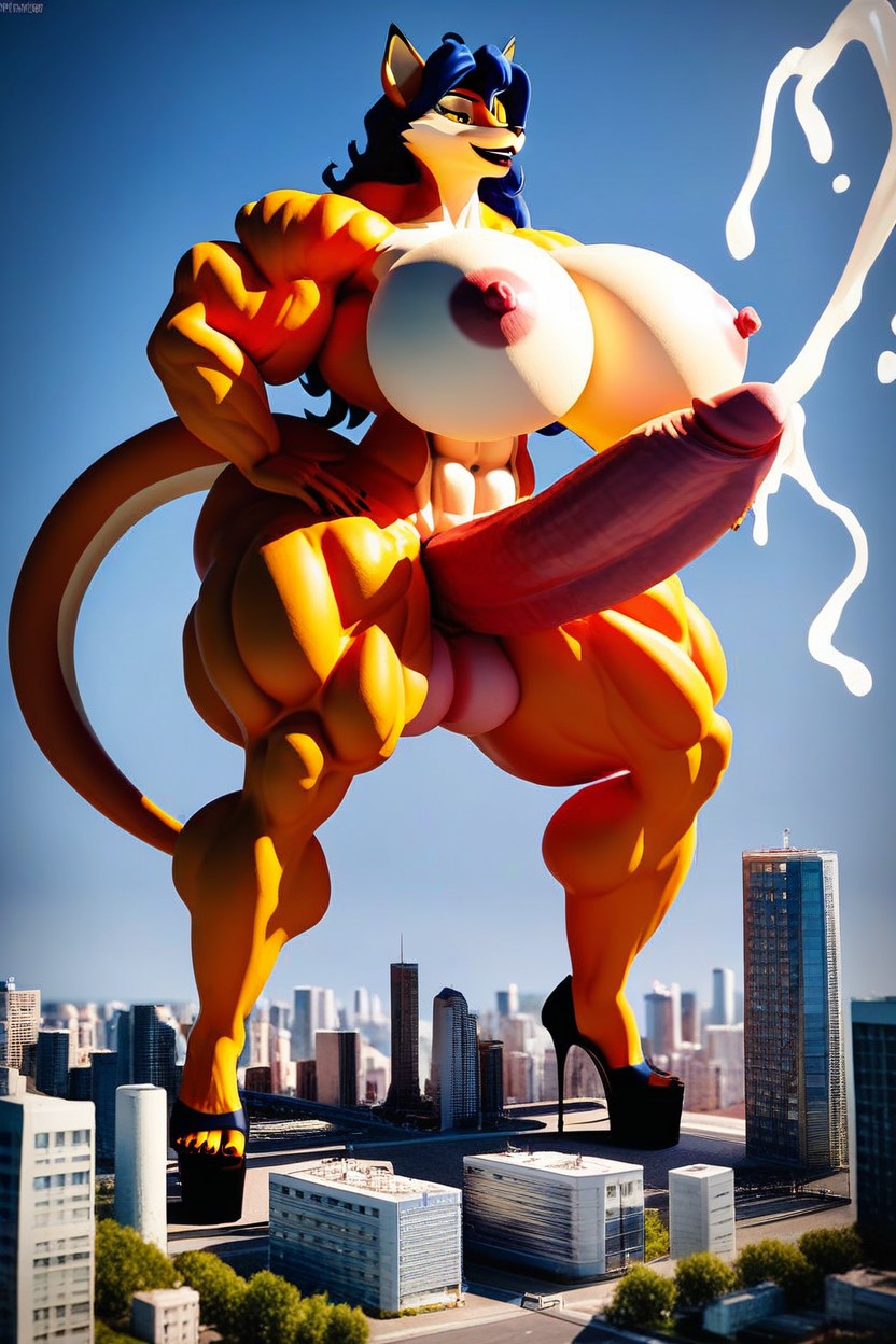 Toned, Gigantic, Hyper Muscular Furry AI Porn