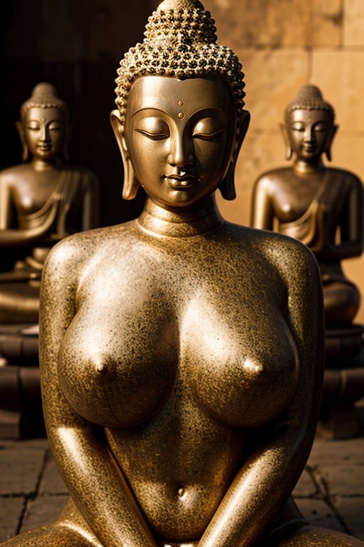 Female Buddha Statue With Big Boobs And Pussy, Surrounded By Perverted MonksAI黄片