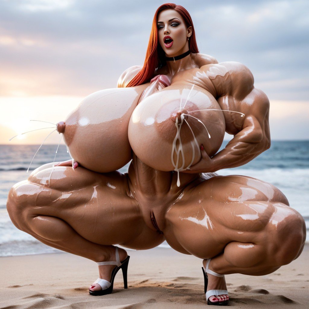 Muskulös, Extra Hyper Massive Muscle, Jessica Rabbit Holding Her Own Cock While Fingering PussyFurry KI Porno